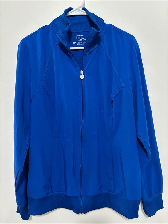 Cherokee Jackets & Blazers - Cherokee Infinity Women’s Royal Blue Zip Front Warm Up Scrub Jacket Size L